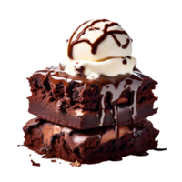 Chocolate Brownie cake with Ice cream isolated on transparent background, cut out, or clipping path. png