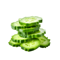 Slices of cucumber isolated on transparent background, cut out, or clipping path. png