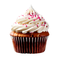 Cupcake with icing isolated on transparent background, cut out, or clipping path. png