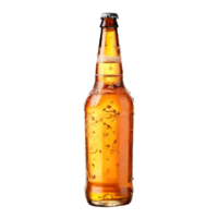 Beer bottle with ice isolated on transparent background, cut out, or clipping path. png