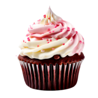 Cupcake with icing isolated on transparent background, cut out, or clipping path. png