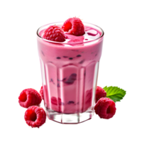 Raspberry smoothie in glass isolated on transparent background, cut out, or clipping path. png