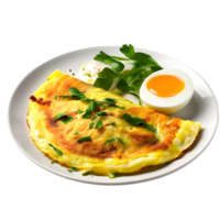 Delicious Omelette on plate isolated on transparent background, cut out, or clipping path. png