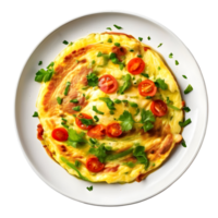 Delicious Omelette on plate isolated on transparent background, cut out, or clipping path. png