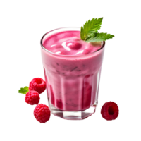 Raspberry smoothie in glass isolated on transparent background, cut out, or clipping path. png