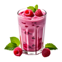 Raspberry smoothie in glass isolated on transparent background, cut out, or clipping path. png