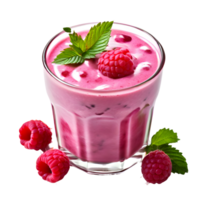 Raspberry smoothie in glass isolated on transparent background, cut out, or clipping path. png
