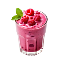 Raspberry smoothie in glass isolated on transparent background, cut out, or clipping path. png
