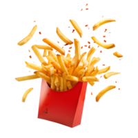 French fries in a box isolated on a transparent background png