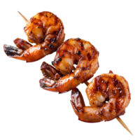 Grilled shrimp skewers isolated on a transparent background png