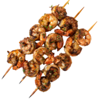 Grilled shrimp skewers isolated on a transparent background png