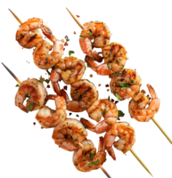 Grilled shrimp skewers isolated on a transparent background png