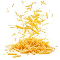 Shredded cheese explosion isolated on a transparent background png