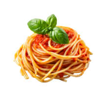Spaghetti and basil garnish isolated on a transparent background png