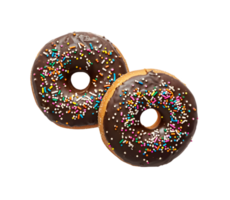 Chocolate donuts with sprinkles isolated on a transparent background png