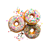 Donuts with sprinkles isolated on a transparent background png