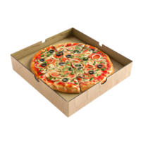 Pizzas in Boxes with Different Toppings on Transparent Background png
