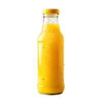 Freshly Squeezed Orange Juice Bottle with Condensation Droplets Isolated on Transparent Background png