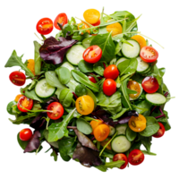 Mixed Greens Salad with Cherry Tomatoes, Cucumbers, and Light Vinaigrette on Transparent Background png