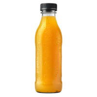 Freshly Squeezed Orange Juice Bottle with Condensation Droplets Isolated on Transparent Background png