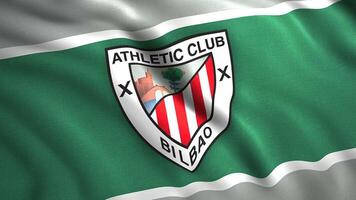 Bright emblem. Motion. Bright symbol of the Bilbao Athletic Club. Use for editorial only. video