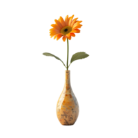 Delightful Bloom Beautiful Small Sunflower Standing in Vase, Isolated on Transparent Background png