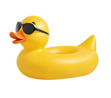 3d rendering inflatable duck with sunglasses swim ring png