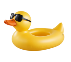 3d rendering inflatable duck with sunglasses swim ring png