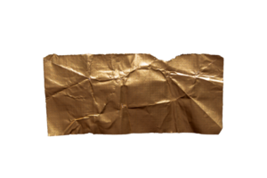 Single golden ripped paper piece isolated on transparent background, paper edge design element png