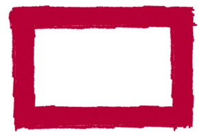 Red rectangle frame sticker noise grainy texture on transparent background, design element png