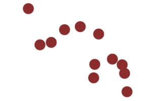 Dark red grainy dots on transparent background, noise texture design element png