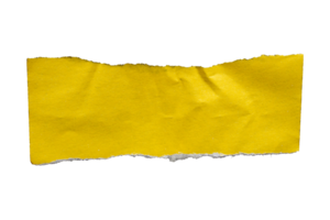 Single yellow ripped paper piece isolated on transparent background, paper edge design element png