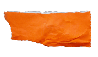 Orange ripped paper piece isolated on transparent background, paper edge design element png