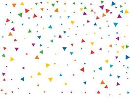 Holiday Triangular Confetti. Light Rainbow glitter confetti background. Colored festive texture vector