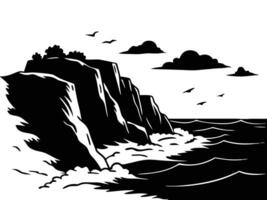 Seaside Bluffs Rocky Cliffs Silhouette vector