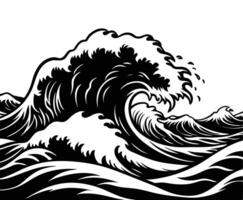 Ocean Waves Crashing Against the Shore Silhouette vector