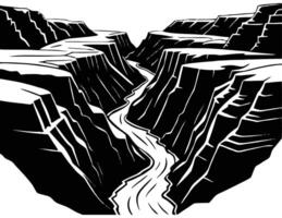 Canyon Depths Deep Carved Silhouette vector