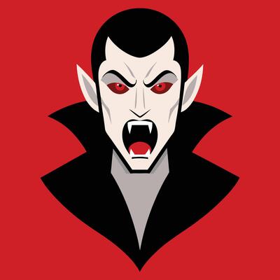 Vampire with Fangs Halloween Character Expression Red Horror Fang