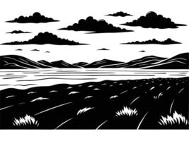 Rolling Plains Grassland Silhouette Design vector