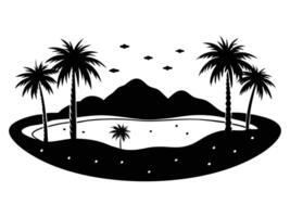 Desert Oasis Lush green areas in the middle of deserts vector