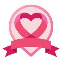Heart Emblem with Pink Ribbon of Support vector