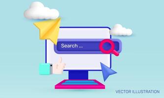 3d illustration realistic mock up desktop computer screen device new concept design vector