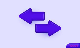 3d icon realistic arrow pointing left purple color new concept design vector