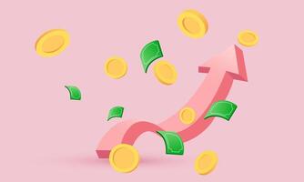 unique 3d realistic creative growth stock chart coins investing new concept design vector