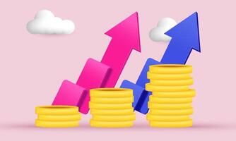 unique 3d realistic arrow coin stacks new concept design vector