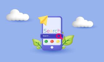 3d realistic phone search trendy icon modern new concept style object symbols isolated on background vector