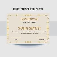 Classic certificate of achievement template design with golden hand drawn shapes. Horizontal certificate for award, business, and education needs vector