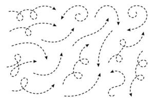 Curved dotted arrow. Zigzag arrow stripes design with dotted lines. vector