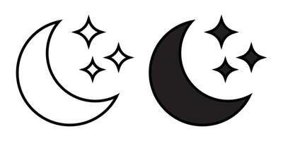 Crescent moon with stars icon on white background. Night icon. Crescent moon icon. Minimalist style. vector