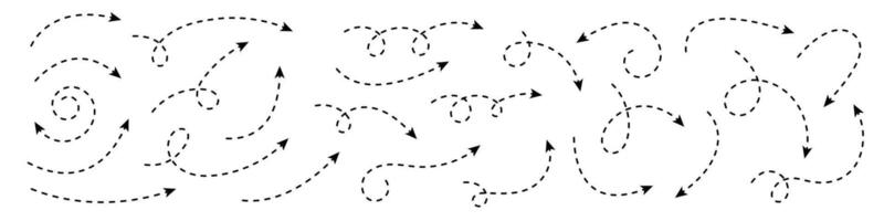 Curved dotted arrow. Zigzag arrow stripes design with dotted lines. vector